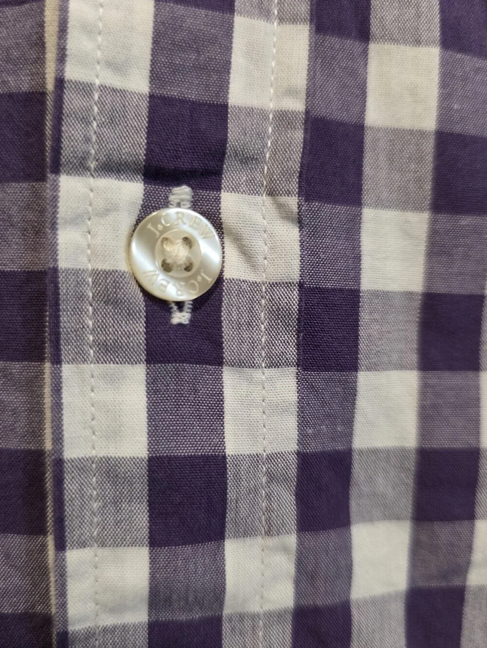J. Crew Men’s Purple and White Gingham Button-Down Shirt